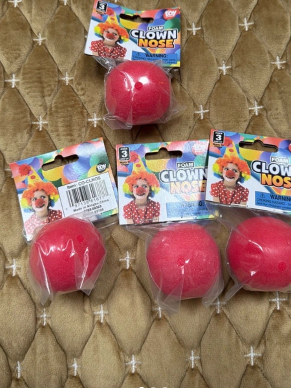 Red Foam Clown Nose - Red Kids Costume or Theatre Accessory - set of 4